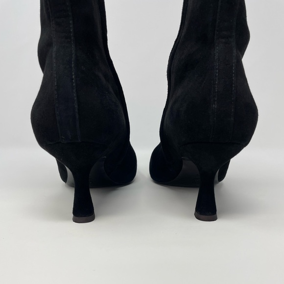 EUC, Loeffler Randall Thandy Black Suede Curved Heel Booties, Size 11.5 - Picture 9 of 16